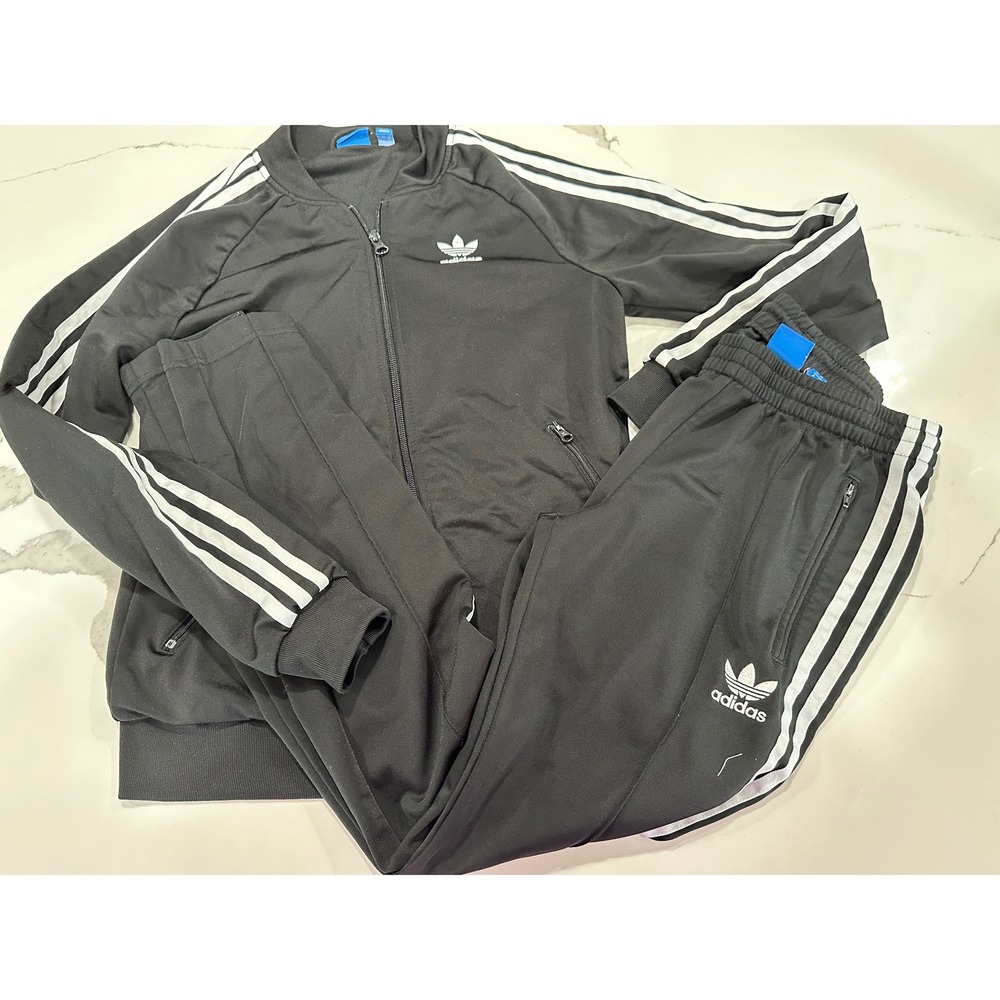 adidas Black Three-Stripe Tracksuit